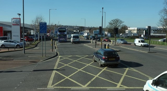 Traffic lights and yellow box